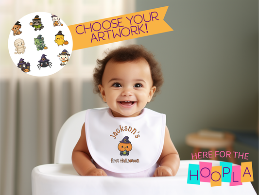 Personalized First Halloween Bib, Custom Halloween Baby Gift