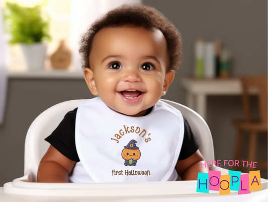 Personalized First Halloween Bib, Custom Halloween Baby Gift