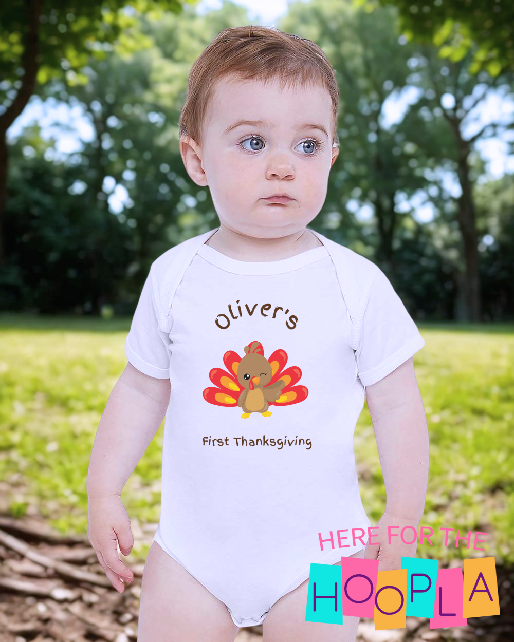 Thanksgiving Baby Bodysuit, Personalized Infant Onesie, Cute Turkey Design, Soft Cotton Baby Shower Gift, Custom Name Baby Clothes
