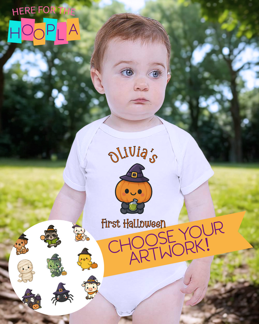 Personalized Halloween Baby Bodysuit, Cute Halloween Gift, Custom Name Baby Clothes