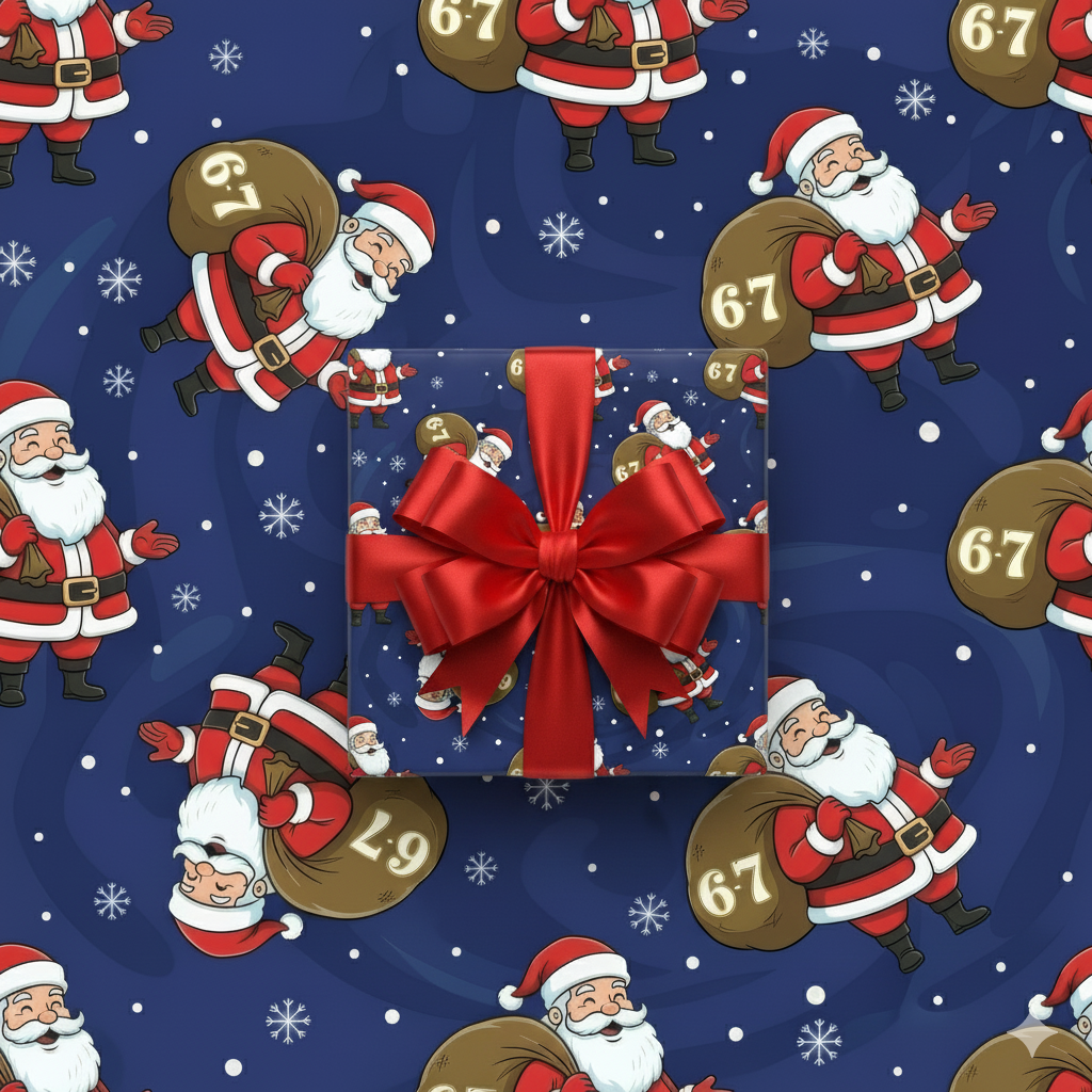 6-7 Christmas Gift Wrap, 6 7 Christmas, 6 7 Santa, Kids Holiday Wrapping Paper, Holiday Wrapping Paper, Festive Santa Claus Design, Santa Pattern Paper Rolls, Xmas Gift Wrapping