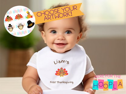 Personalized First Thanksgiving Bib, Custom Thanksgiving Baby Gift, First Turkey Day